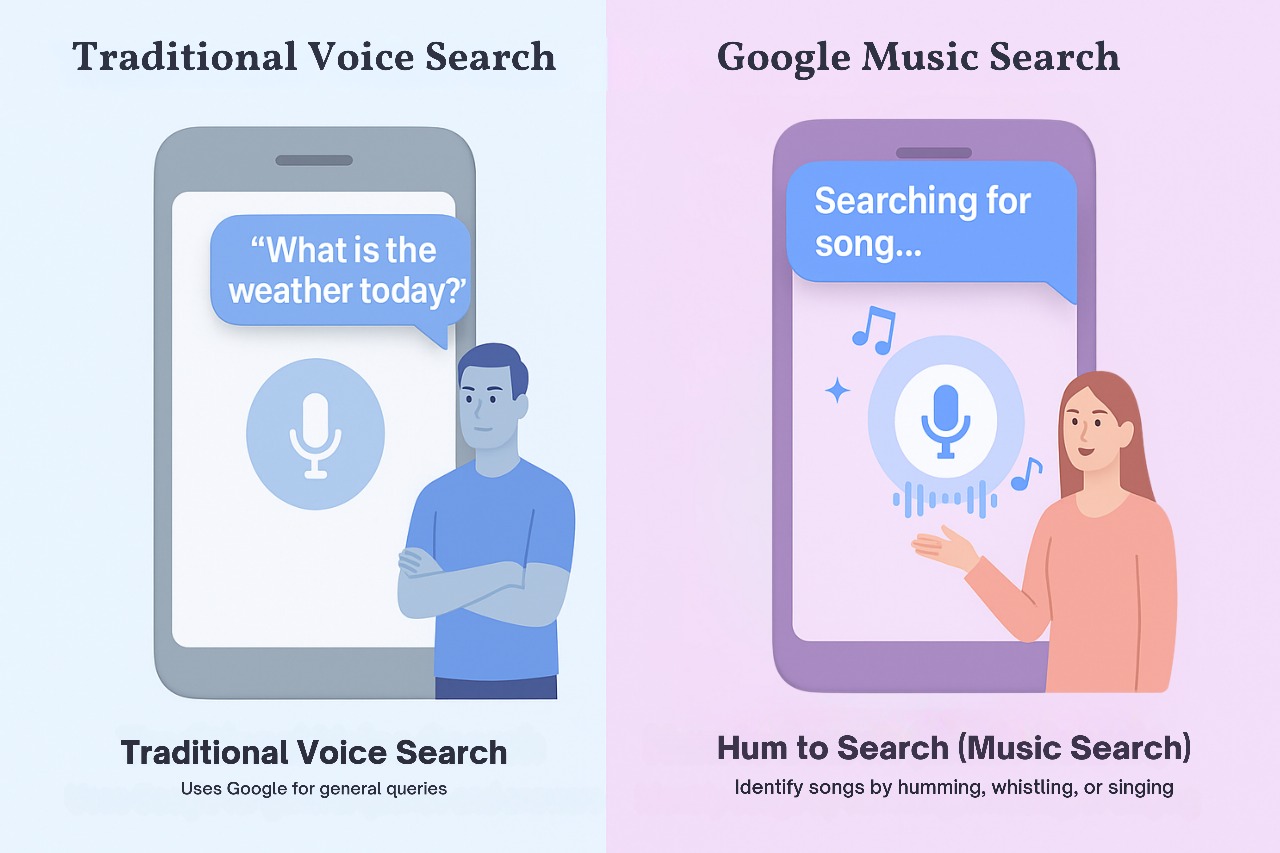 traditional voice search vs Google voice song search